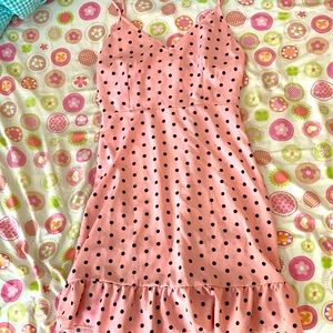 Formal small fitted dress pink with black dots